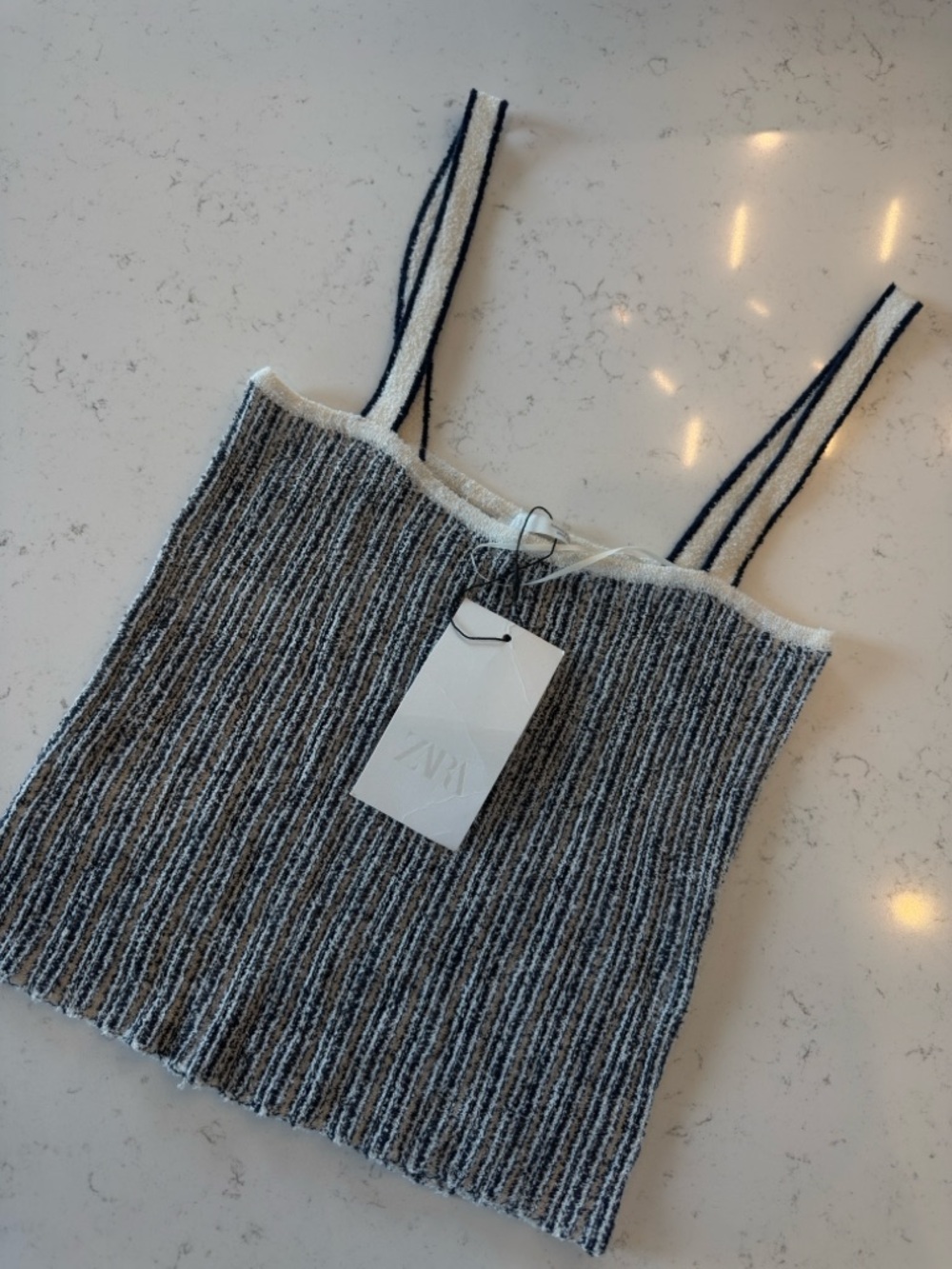 Zara Black & White Ribbed Tank Cami